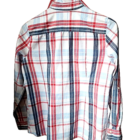 Womens L Tommy Hilfiger Cotton Classic Fit Red White & Blue Button Front Shirt - Picture 4 of 5